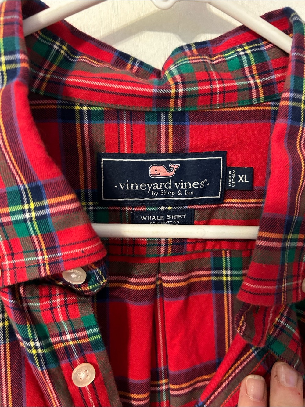 Vineyard Vines Red Green Navy Plaid Button-Down Shirt